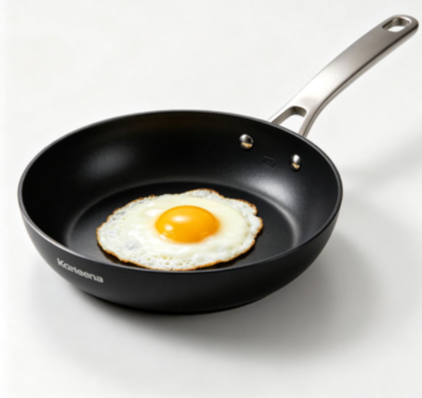 Non-Stick Frying Pan with Stainless Steel Handle, Induction Compatible Skillet for Eggs, Pancakes, and Everyday Cooking, Black