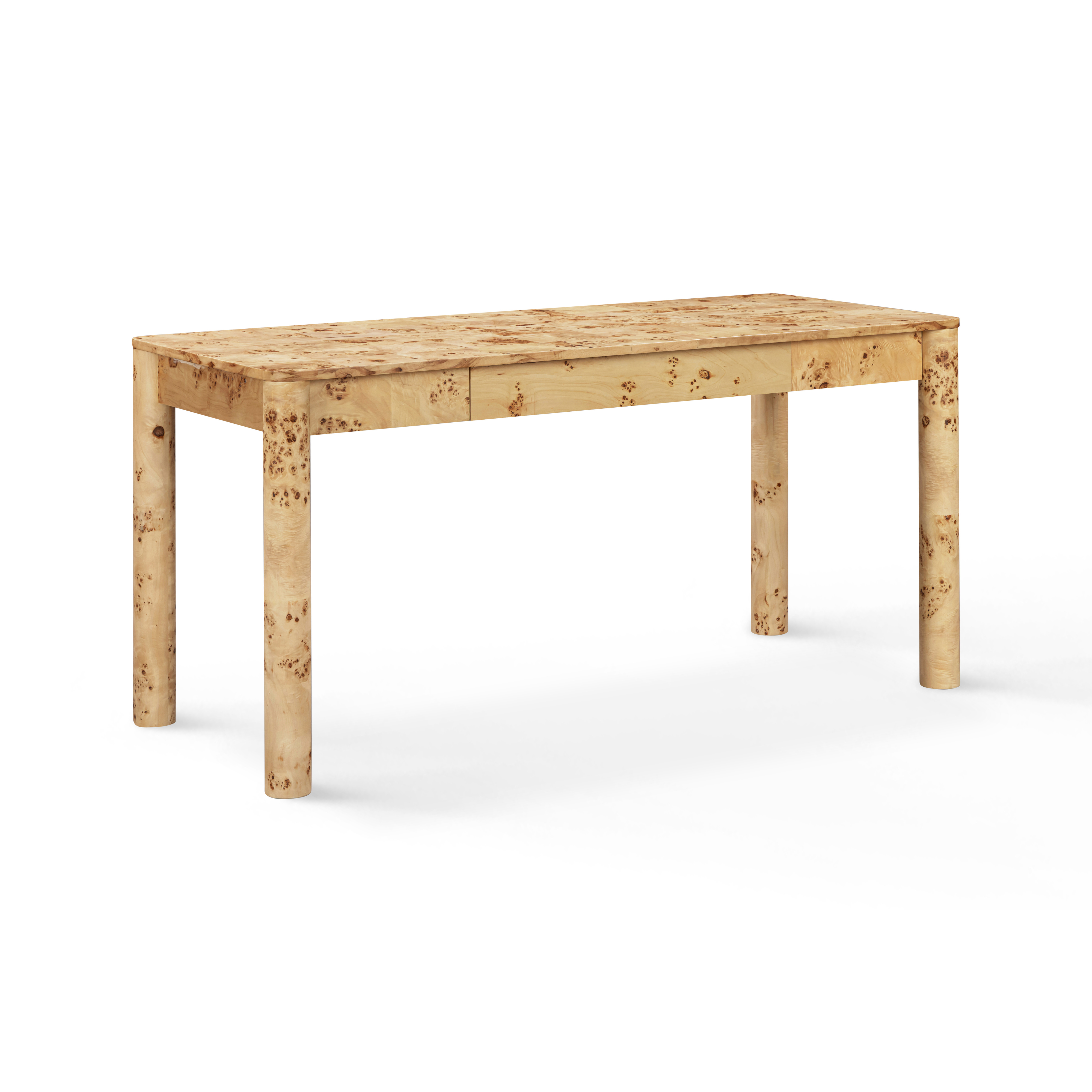 Berri 60" Natural Burl 3-Drawer Work Desk
