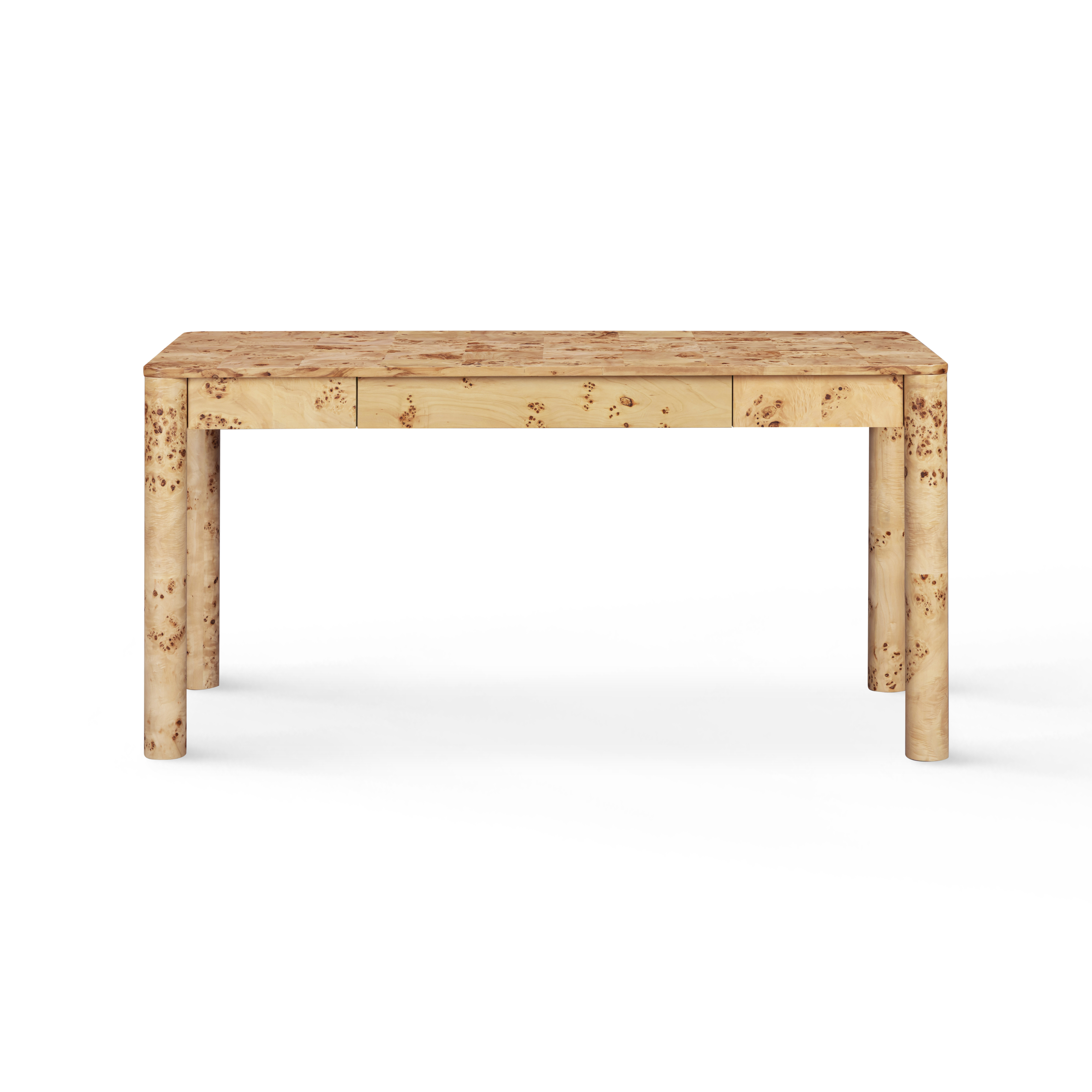 Berri 60" Natural Burl 3-Drawer Work Desk