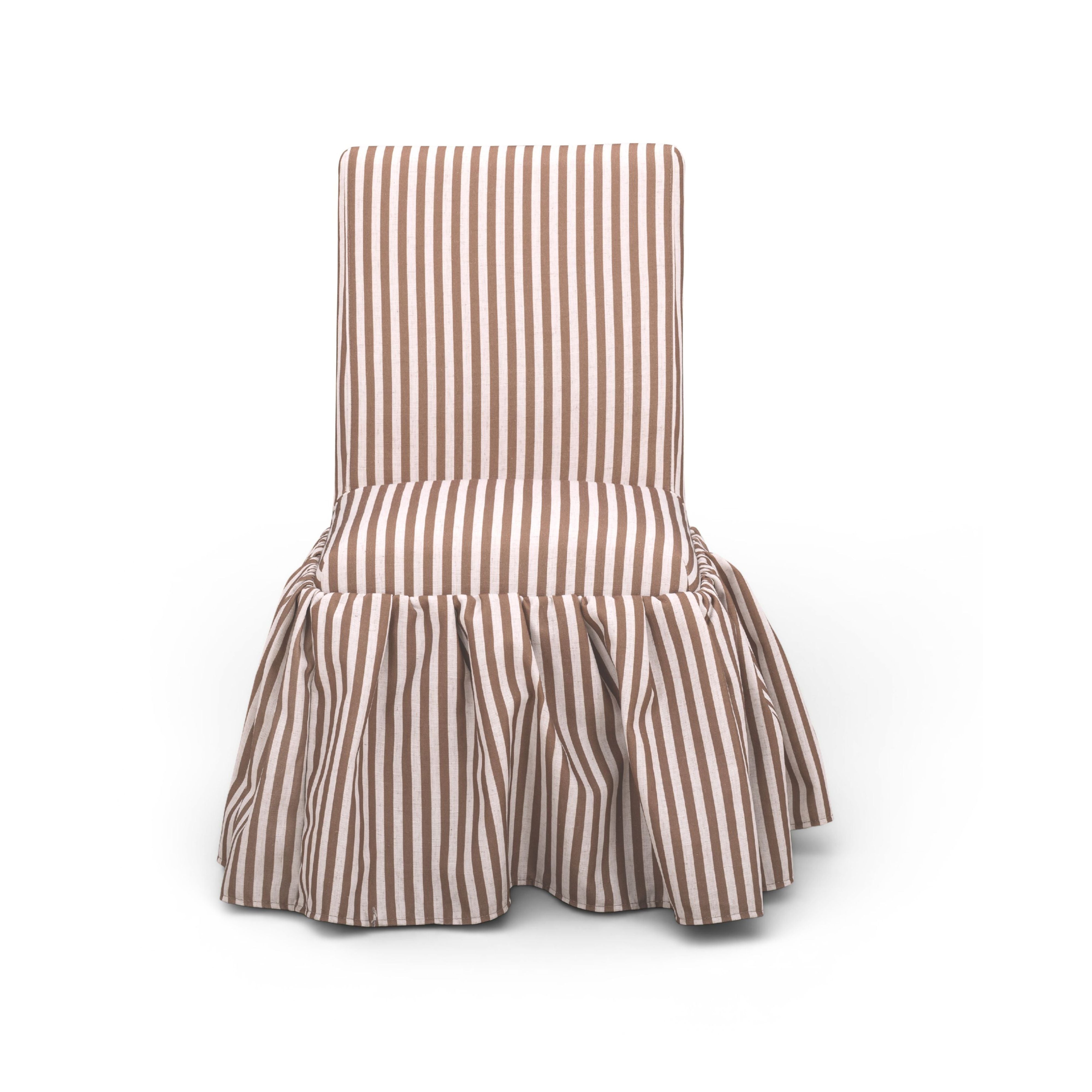 Gertrude Striped Performance Linen Skirted Dining Chair