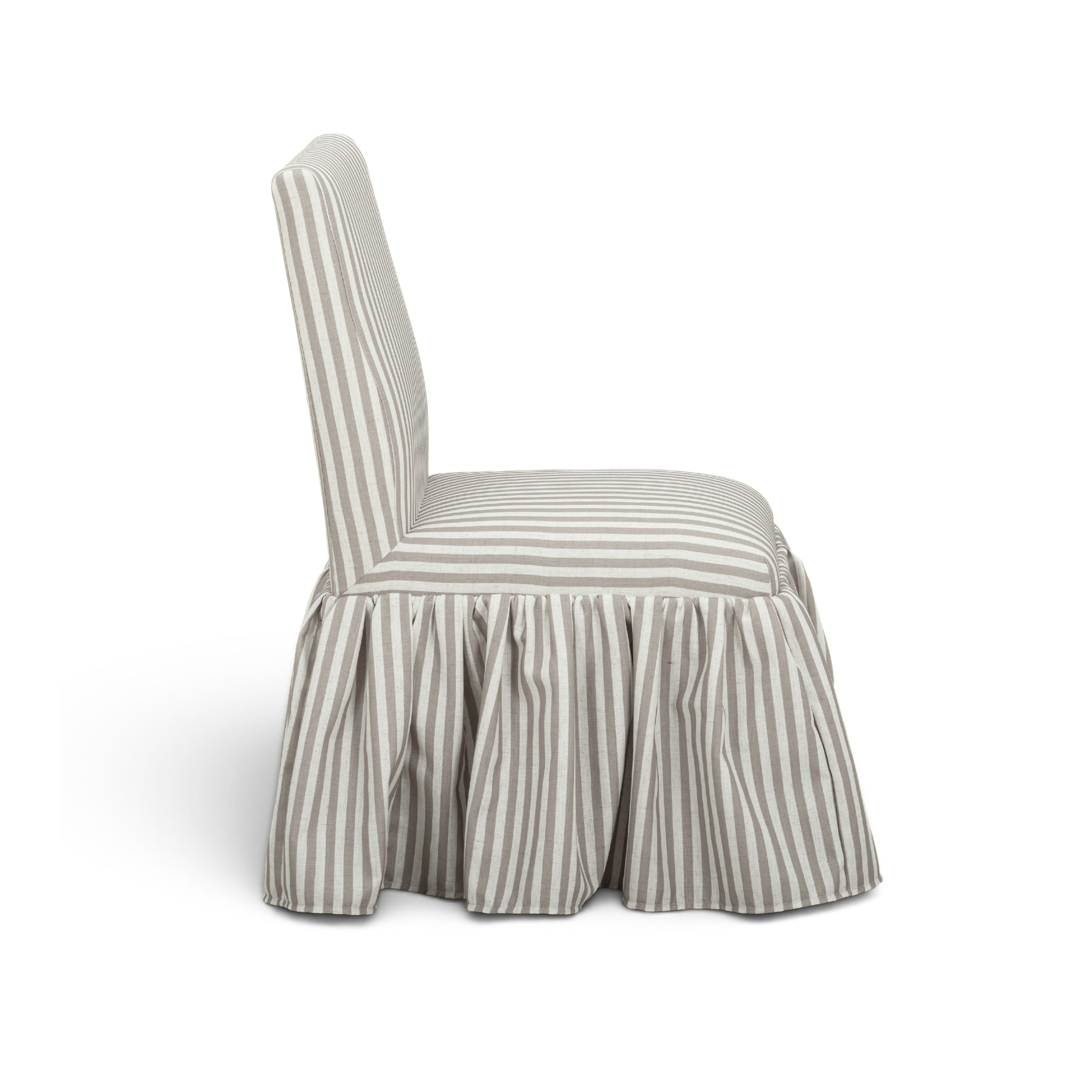 Gertrude Striped Performance Linen Skirted Dining Chair