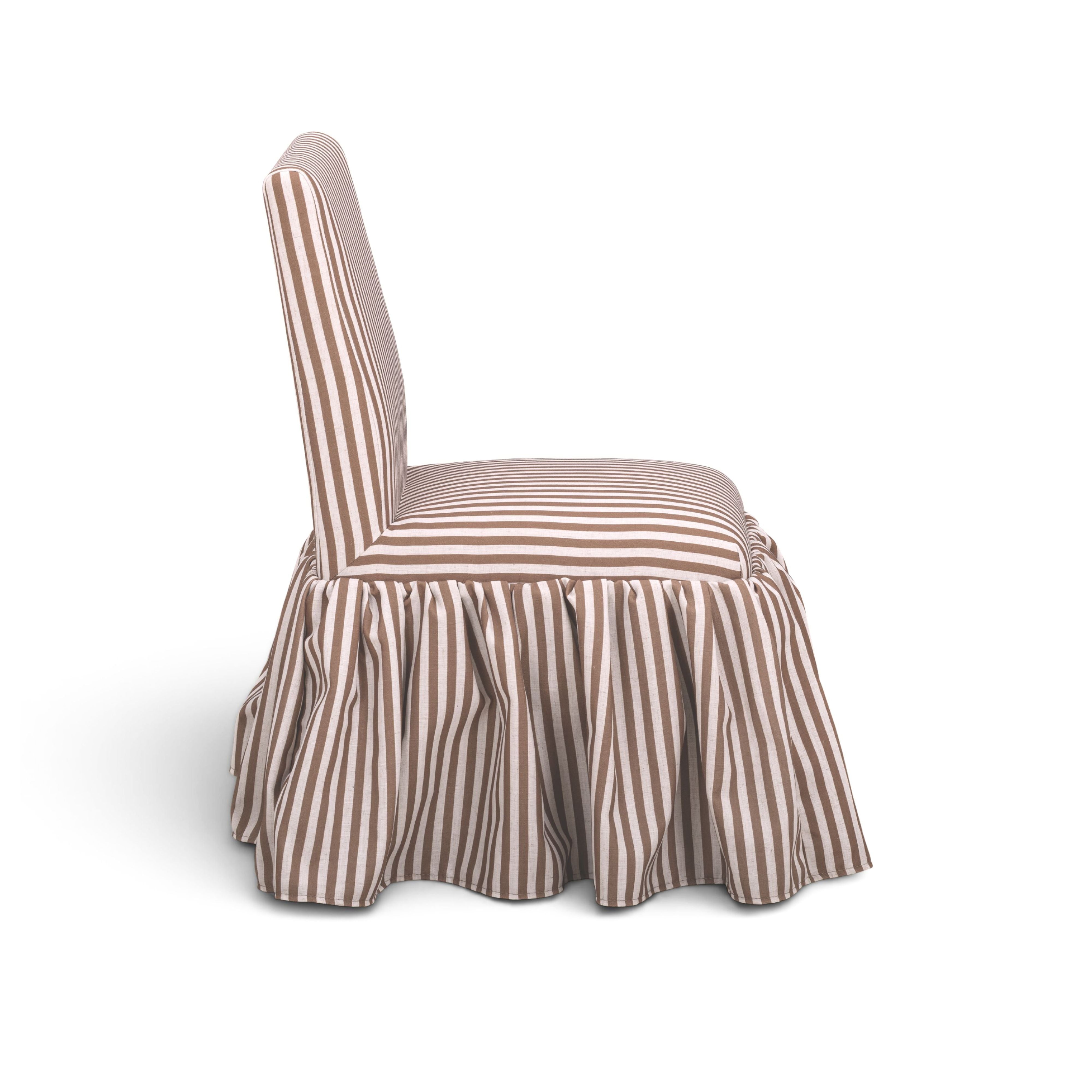 Gertrude Striped Performance Linen Skirted Dining Chair
