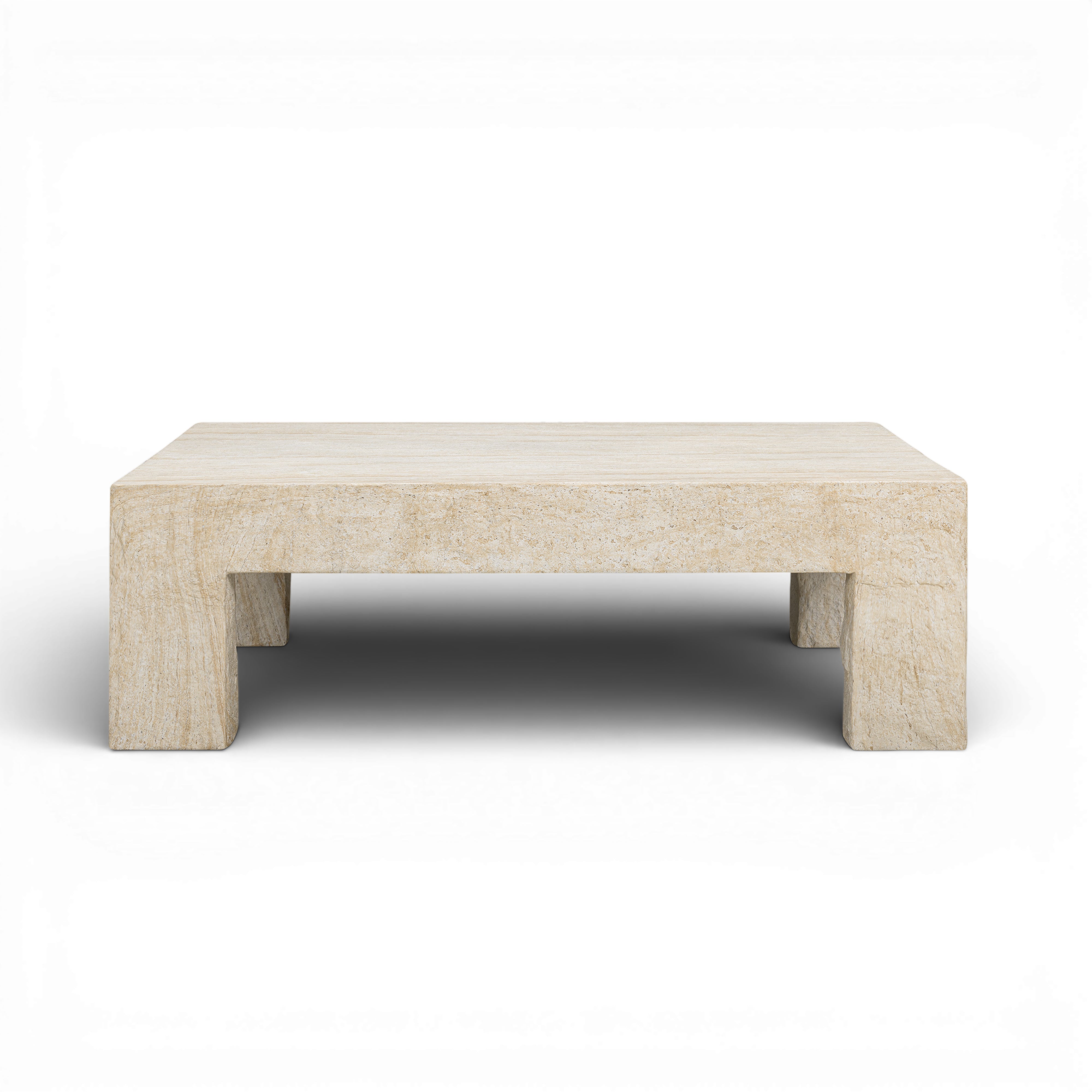 Roxanne 46" Faux Travertine Indoor/Outdoor Concrete Coffee Table