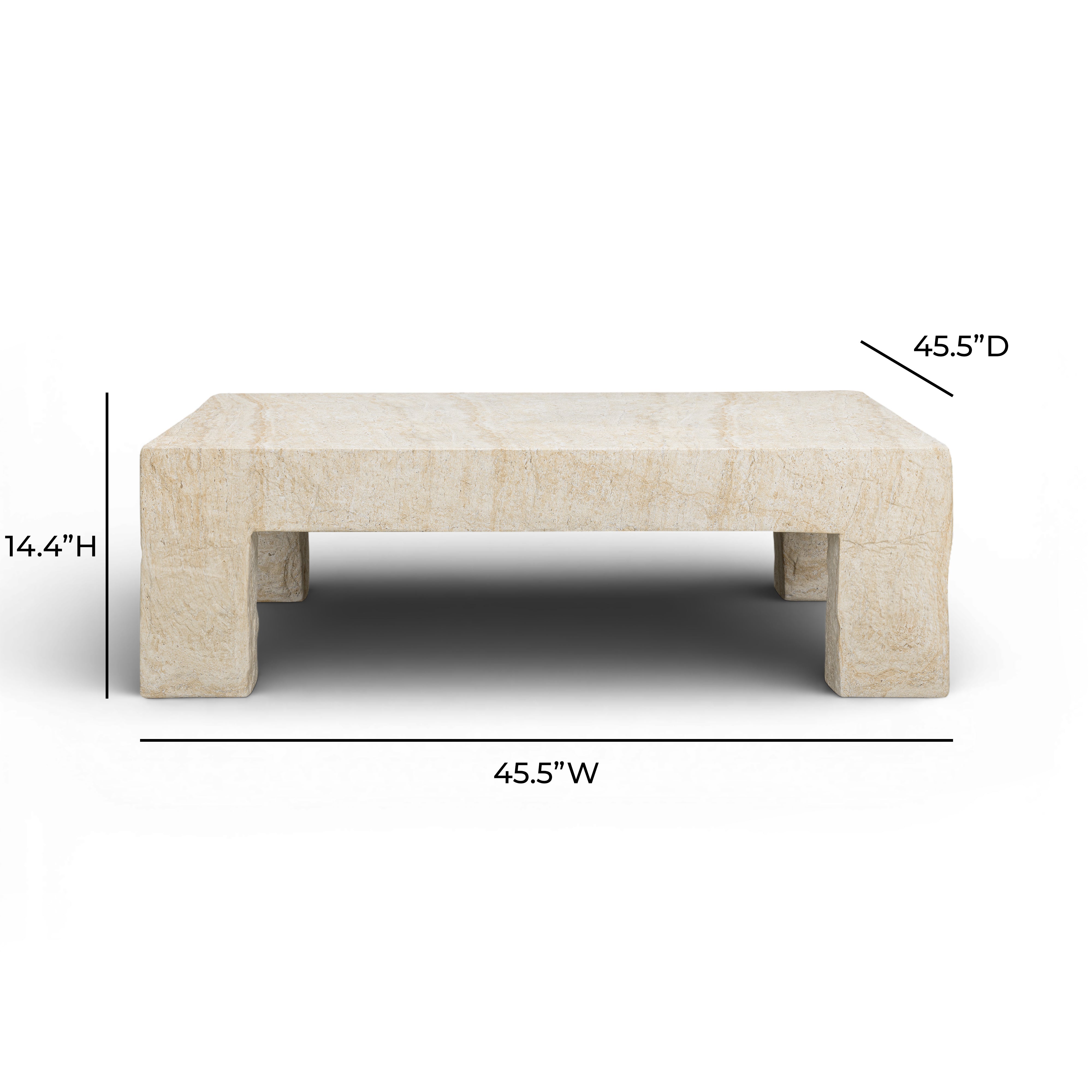 Roxanne 46" Faux Travertine Indoor/Outdoor Concrete Coffee Table